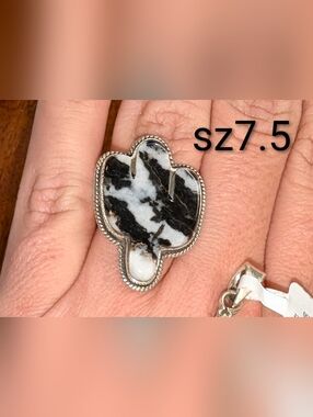Black & White Zebra Jasper Cactus Ring